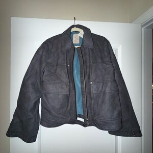 We The Free Dark Gray Leather Jacket